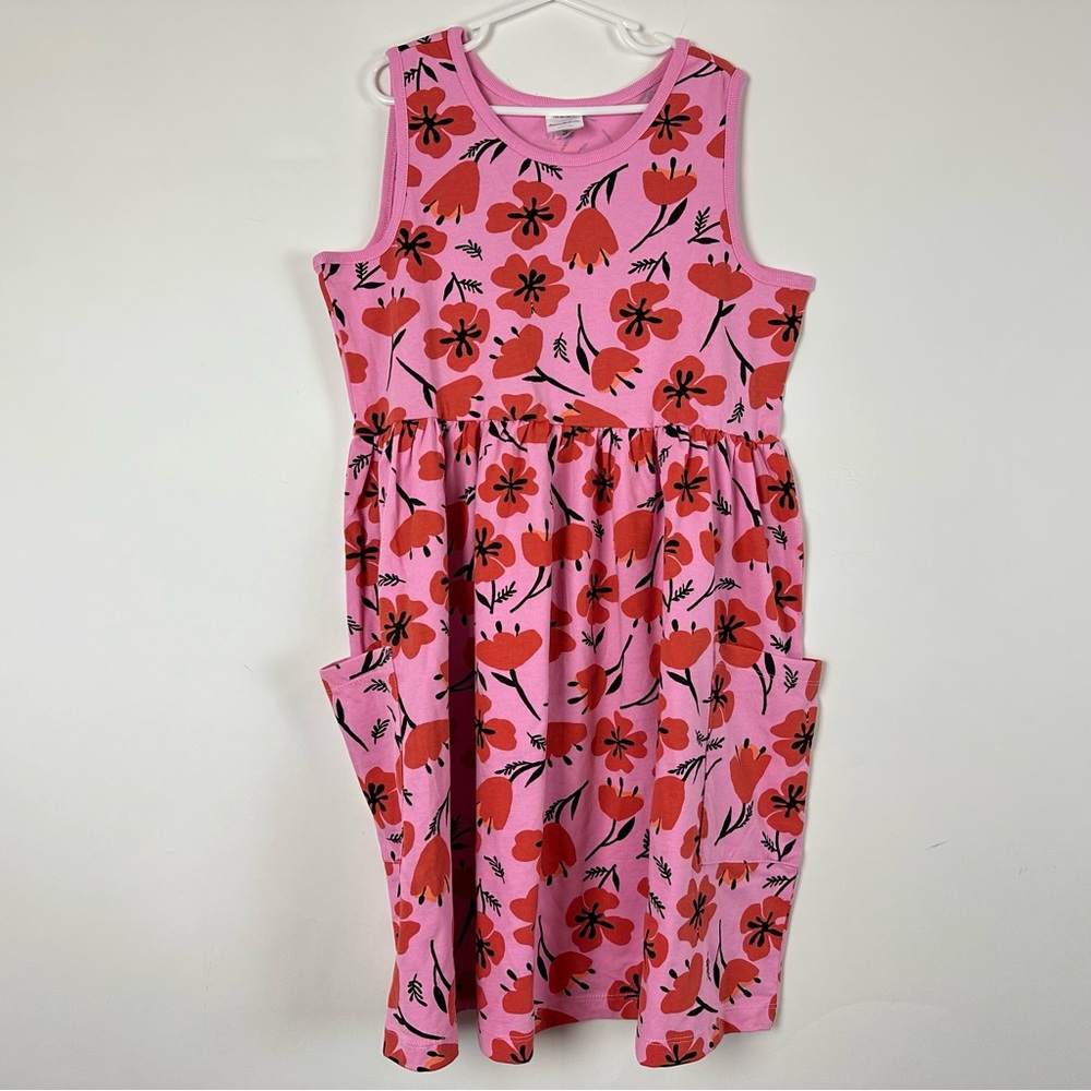 Hanna Andersson Dress Girls 150 USA 12 w/ POCKETS Pink Floral Playdress NWT